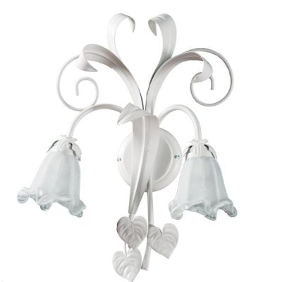 SHABBY CHIC APPLIQUE CLASSICA 2 LUCI BIANCA CON DIFFUSORI FLOREALI IN VETRO DECORATO Padana Lampadari - Cristalensi Shop Online