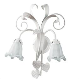 SHABBY CHIC APPLIQUE CLASSICA 2 LUCI BIANCA CON DIFFUSORI FLOREALI IN VETRO DECORATO Padana Lampadari - Cristalensi Shop Online 2