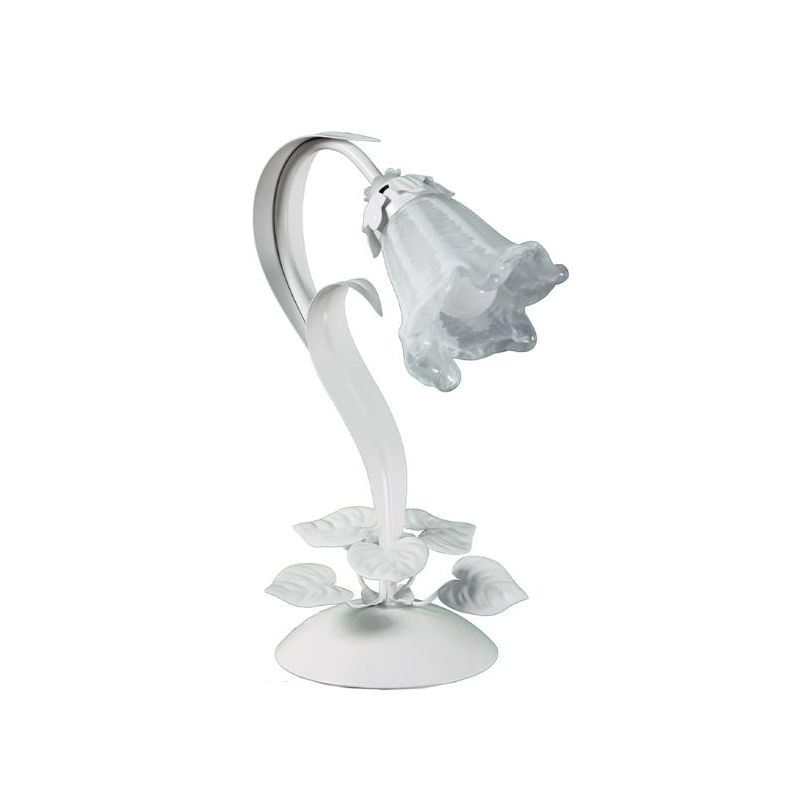 SHABBY CHIC LUMETTO CLASSICO BIANCO CON DIFFUSORE FLOREALI IN VETRO DECORATO Padana Lampadari - Cristalensi Shop Online