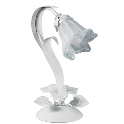 SHABBY CHIC LUMETTO CLASSICO BIANCO CON DIFFUSORE FLOREALI IN VETRO DECORATO Padana Lampadari - Cristalensi Shop Online