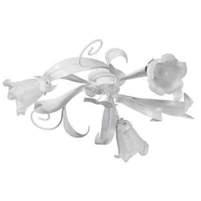 SHABBY CHIC PLAFONIERA CLASSICA 3 LUCI BIANCA CON DIFFUSORI FLOREALI IN VETRO DECORATO Padana Lampadari - Cristalensi Shop Onlin