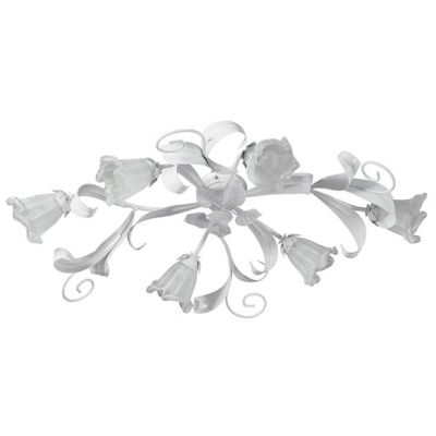 SHABBY CHIC PLAFONIERA CLASSICA 6 LUCI BIANCA CON DIFFUSORI FLOREALI IN VETRO DECORATO Padana Lampadari - Cristalensi Shop Onlin