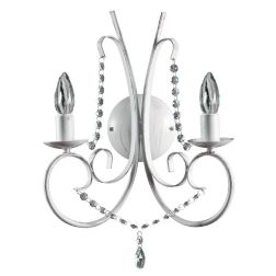LORD KRISS APPLIQUE 2 LUCI IN METALLO BIANCO PATINATO ORO CON DECORI IN CRISTALLO Padana Lampadari - Cristalensi Shop Online 2