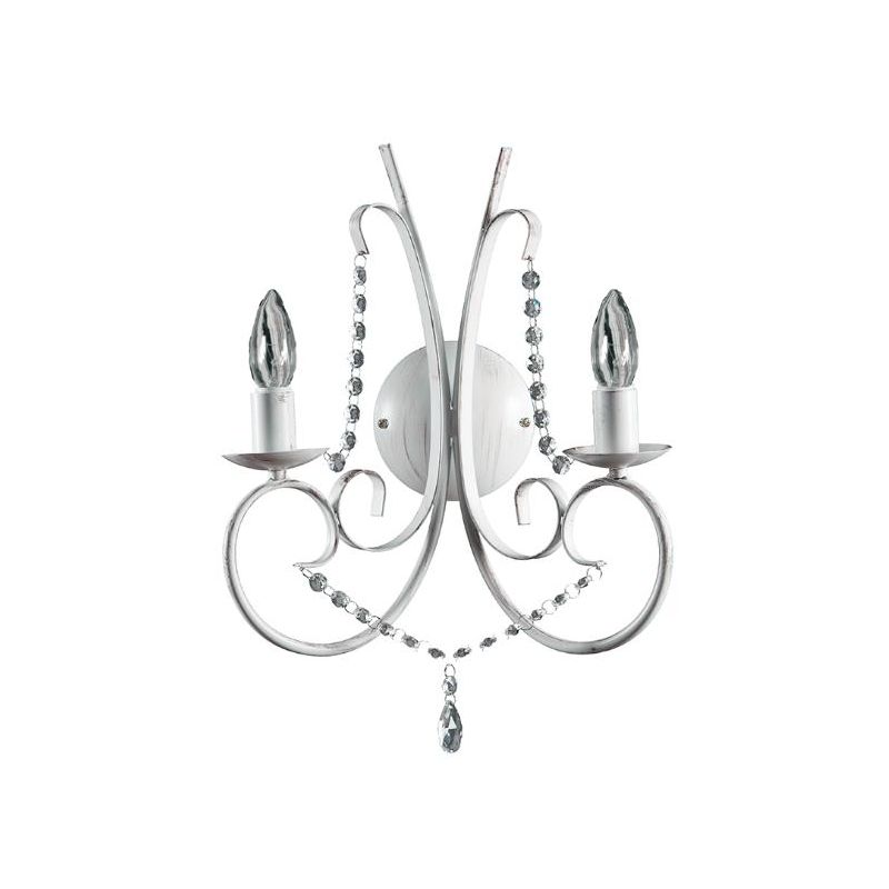 LORD KRISS APPLIQUE 2 LUCI IN METALLO BIANCO PATINATO ORO CON DECORI IN CRISTALLO Padana Lampadari - Cristalensi Shop Online