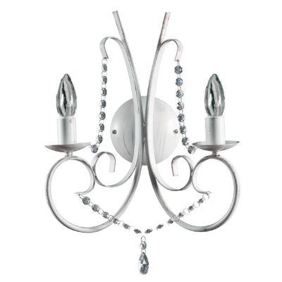 LORD KRISS APPLIQUE 2 LUCI IN METALLO BIANCO PATINATO ORO CON DECORI IN CRISTALLO Padana Lampadari - Cristalensi Shop Online
