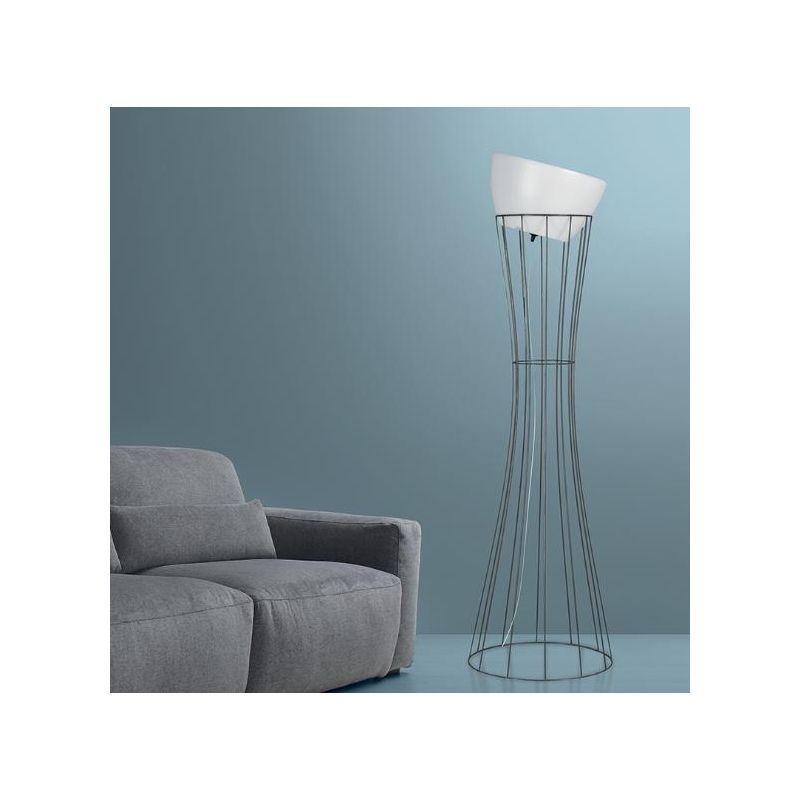 GRETA LAMPADA DA TERRA VINTAGE DIFFUSORE IN RESINA E STRUTTURA IN METALLO ANTRACITE Padana Lampadari - Cristalensi Shop Online