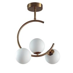 MIMOSA SOSPENSIONE 3 LUCI METALLO BRONZO CON SFERE IN VETRO BIANCOLATTE MODERNA LAMPADINE 3XG9 Padana Lampadari - Cristalensi Sh 2