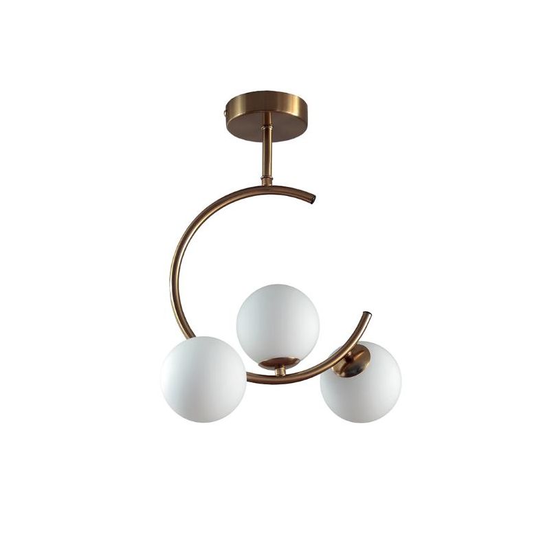 MIMOSA SOSPENSIONE 3 LUCI METALLO BRONZO CON SFERE IN VETRO BIANCOLATTE MODERNA LAMPADINE 3XG9 Padana Lampadari - Cristalensi Sh