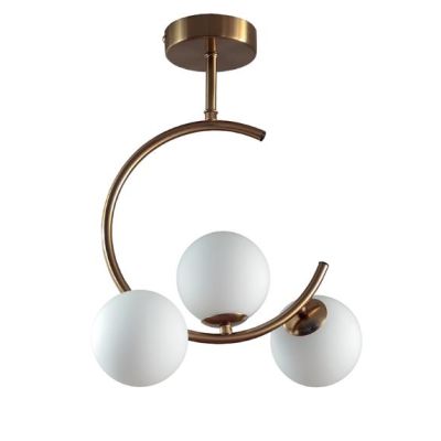 MIMOSA SOSPENSIONE 3 LUCI METALLO BRONZO CON SFERE IN VETRO BIANCOLATTE MODERNA LAMPADINE 3XG9 Padana Lampadari - Cristalensi Sh
