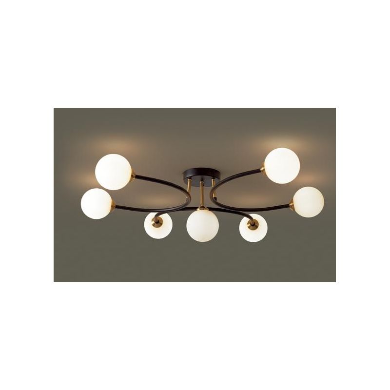 BYRON PLAFONIERA 7 LUCI METALLO NERO E SFERE IN VETRO BIANCOLATTE MODERNA LAMPADINE 7XG9 Padana Lampadari - Cristalensi Shop Onl