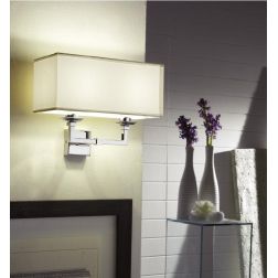 LEDA AP2 LAMPADA DA PARETE CROMO LUCIDO CON PARALUME DI TESSUTO RETTANGOLARE CRISTALENSI TUSCANY - Cristalensi Shop Online 2