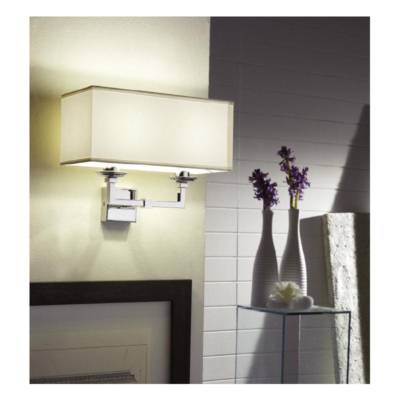 LEDA AP2 LAMPADA DA PARETE CROMO LUCIDO CON PARALUME DI TESSUTO RETTANGOLARE CRISTALENSI TUSCANY - Cristalensi Shop Online
