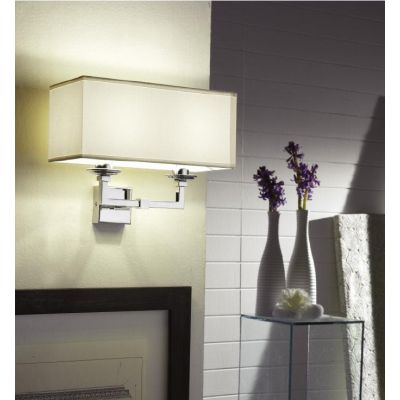 LEDA AP2 LAMPADA DA PARETE CROMO LUCIDO CON PARALUME DI TESSUTO RETTANGOLARE CRISTALENSI TUSCANY - Cristalensi Shop Online
