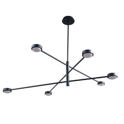 MARIKA SOSPENSIONE MODERNA A 6 LUCI IN METALLO FINITURA NERA O OTTONE CON LAMPADINE 8XGx53 Padana Lampadari - Cristalensi Shop O