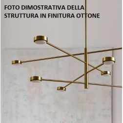 MARIKA SOSPENSIONE MODERNA A 6 LUCI IN METALLO FINITURA NERA O OTTONE CON LAMPADINE 8XGx53 Padana Lampadari - Cristalensi Shop O 2