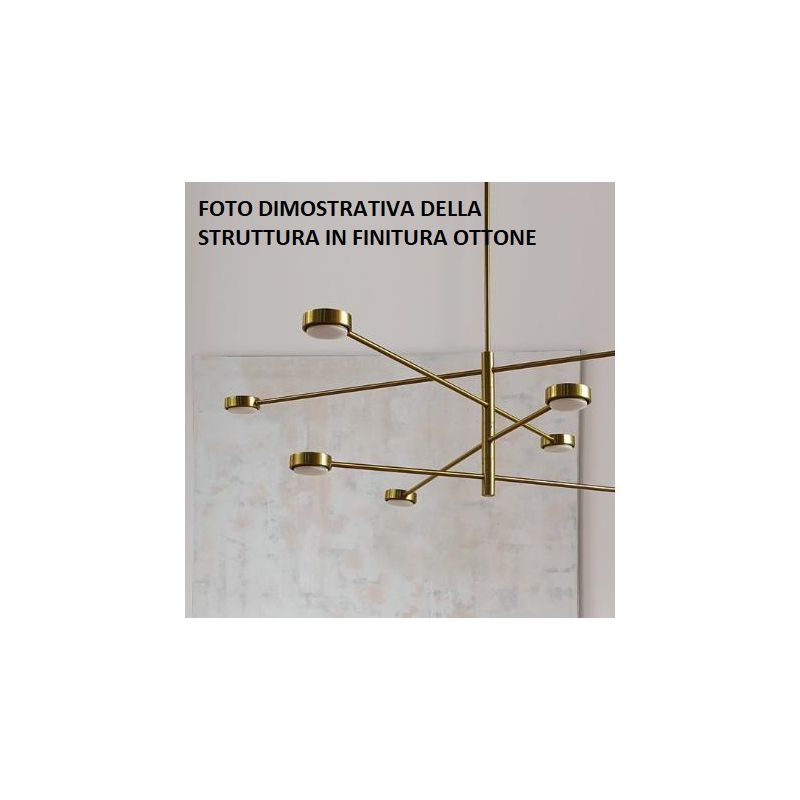 MARIKA SOSPENSIONE MODERNA A 6 LUCI IN METALLO FINITURA NERA O OTTONE CON LAMPADINE 8XGx53 Padana Lampadari - Cristalensi Shop O