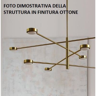 MARIKA SOSPENSIONE MODERNA A 6 LUCI IN METALLO FINITURA NERA O OTTONE CON LAMPADINE 8XGx53 Padana Lampadari - Cristalensi Shop O