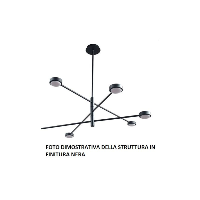 MARIKA SOSPENSIONE MODERNA A 8 LUCI IN METALLO FINITURA NERA O OTTONE CON LAMPADINE 8XGx53 Padana Lampadari - Cristalensi Shop O