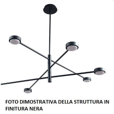 MARIKA SOSPENSIONE MODERNA A 8 LUCI IN METALLO FINITURA NERA O OTTONE CON LAMPADINE 8XGx53 Padana Lampadari - Cristalensi Shop O