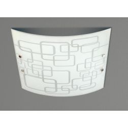 ARIEL PLAFONIERA MODERNA CM 60X50 IN VETRO DECORATO BIANCO DETTAGLI CROMO LAMPADINE 4XE27 Padana Lampadari - Cristalensi Shop On 2