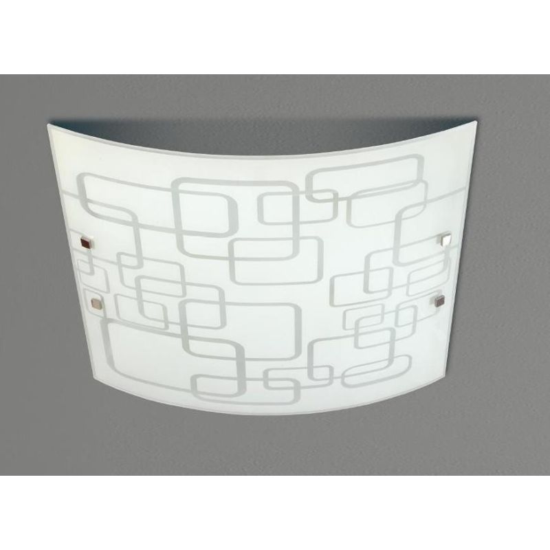 ARIEL PLAFONIERA MODERNA CM 60X50 IN VETRO DECORATO BIANCO DETTAGLI CROMO LAMPADINE 4XE27 Padana Lampadari - Cristalensi Shop On