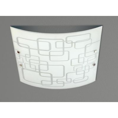 ARIEL PLAFONIERA MODERNA CM 60X50 IN VETRO DECORATO BIANCO DETTAGLI CROMO LAMPADINE 4XE27 Padana Lampadari - Cristalensi Shop On