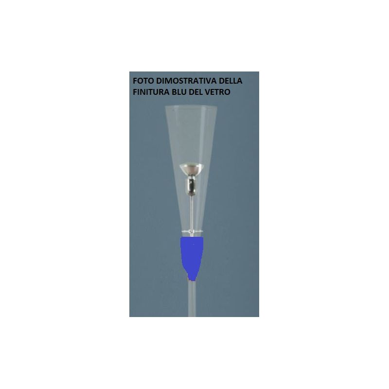 PROSIT LAMPADA DA TERRA IN VETRO PYREX AMBRA VERDE O BLU DETTAGLI CROMO LAMPADINA ATTACCO E27 Padana Lampadari - Cristalensi Sho