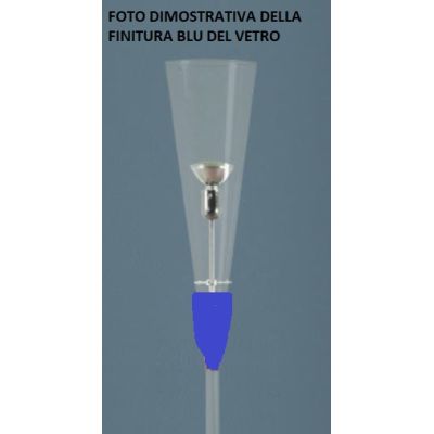 PROSIT LAMPADA DA TERRA IN VETRO PYREX AMBRA VERDE O BLU DETTAGLI CROMO LAMPADINA ATTACCO E27 Padana Lampadari - Cristalensi Sho