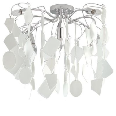 SANTORINI PLAFONIERA MODERNA IN METALLO CROMO CON PENDENTI DECORATIVI IN VETRO BIANCO Padana Lampadari - Cristalensi Shop Online