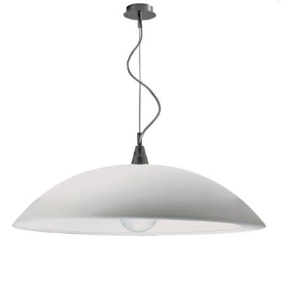 MAMBO SOSPENSIONE SINGOLA D75 IN RESINA BIANCA DETTAGLI CROMO MODERNA LAMPADINA 1XE27 Padana Lampadari - Cristalensi Shop Online