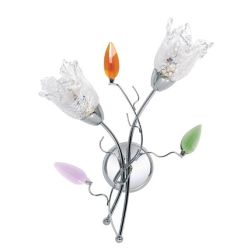 CARISMA APPLIQUE 2 LUCI METALLO CROMO CON DECORI IN CRISTALLO COLORATO E DIFFUSORI IN VETRO Padana Lampadari - Cristalensi Shop  2