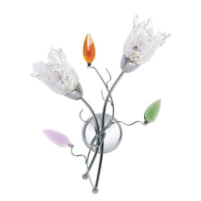 CARISMA APPLIQUE 2 LUCI METALLO CROMO CON DECORI IN CRISTALLO COLORATO E DIFFUSORI IN VETRO Padana Lampadari - Cristalensi Shop 