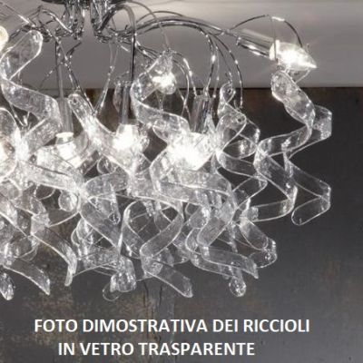 271-2 MARILYN SOSPENSIONE MODERNA IN METALLO CROMO CON RICCIOLI IN VETRO COLORATO IN 7 COLORI Padana Lampadari - Cristalensi Sho