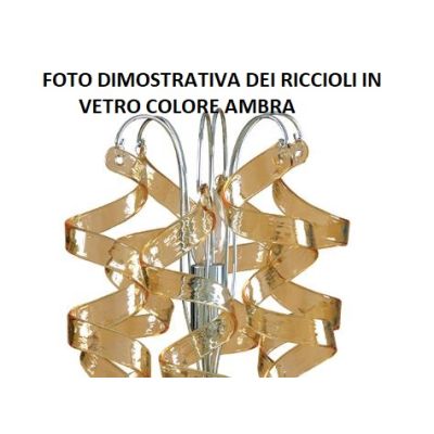 271-2 MARILYN SOSPENSIONE MODERNA IN METALLO CROMO CON RICCIOLI IN VETRO COLORATO IN 7 COLORI Padana Lampadari - Cristalensi Sho
