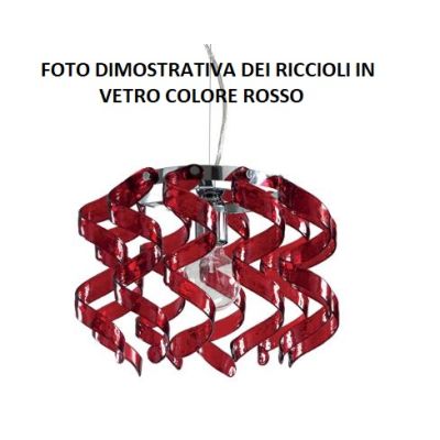 271-2 MARILYN SOSPENSIONE MODERNA IN METALLO CROMO CON RICCIOLI IN VETRO COLORATO IN 7 COLORI Padana Lampadari - Cristalensi Sho