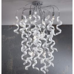 271-8 MARILYN PLAFONIERA 8 LUCI IN METALLO CROMO CON RICCIOLI IN VETRO IN 7 FINITURE COLORE Padana Lampadari - Cristalensi Shop  2