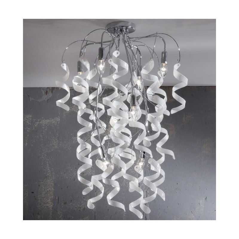 271-8 MARILYN PLAFONIERA 8 LUCI IN METALLO CROMO CON RICCIOLI IN VETRO IN 7 FINITURE COLORE Padana Lampadari - Cristalensi Shop 