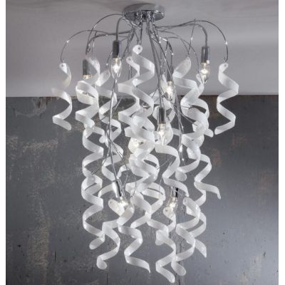 271-8 MARILYN PLAFONIERA 8 LUCI IN METALLO CROMO CON RICCIOLI IN VETRO IN 7 FINITURE COLORE Padana Lampadari - Cristalensi Shop 