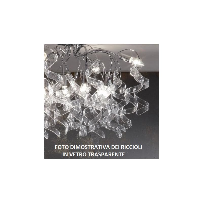 271-8 MARILYN PLAFONIERA 8 LUCI IN METALLO CROMO CON RICCIOLI IN VETRO IN 7 FINITURE COLORE Padana Lampadari - Cristalensi Shop 