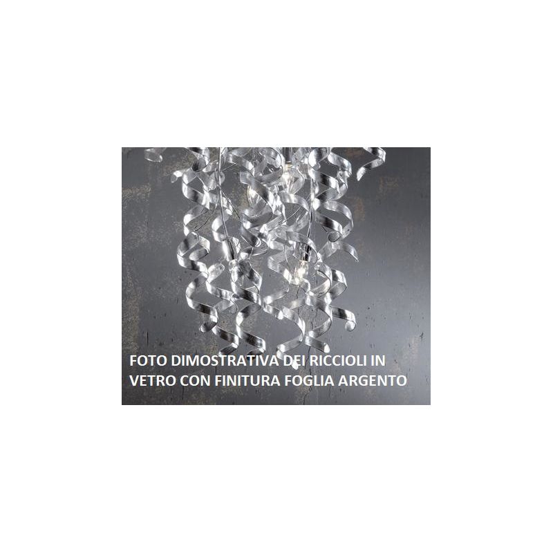 271-PL8 MARILYN PLAFONIERA 8 LUCI IN METALLO CROMO CON RICCIOLI DECORATIVI IN VETRO 7 COLORI Padana Lampadari - Cristalensi Shop