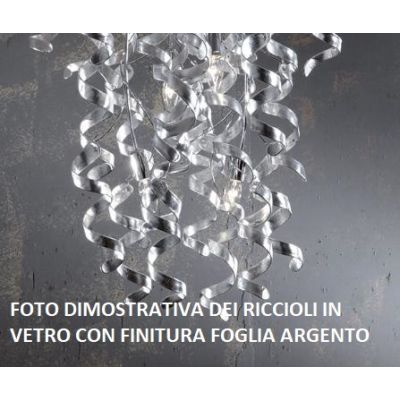 271-PL8 MARILYN PLAFONIERA 8 LUCI IN METALLO CROMO CON RICCIOLI DECORATIVI IN VETRO 7 COLORI Padana Lampadari - Cristalensi Shop