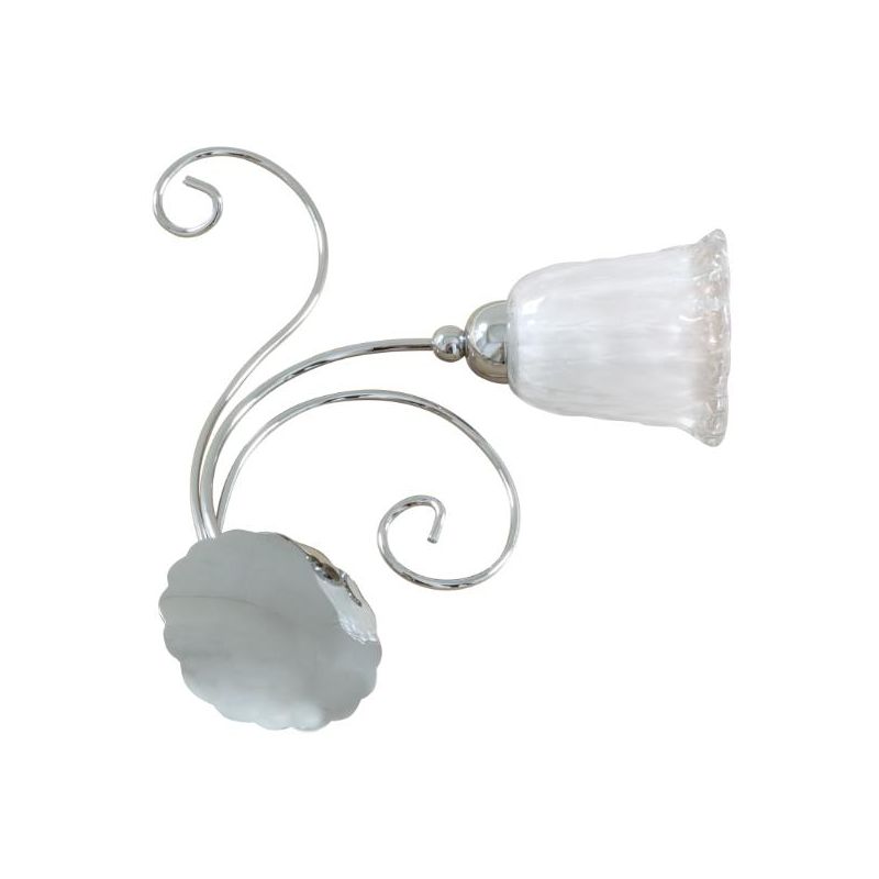 WILMA APPLIQUE CLASSICA IN METALLO CROMATO CON DIFFUSORE IN VETRO BIANCO E CRISTALLO Padana Lampadari - Cristalensi Shop Online