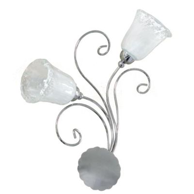 WILMA APPLIQUE CLASSICA I2 LUCI IN METALLO CROMATO CON DIFFUSORI IN VETRO BIANCO E CRISTALLO Padana Lampadari - Cristalensi Shop