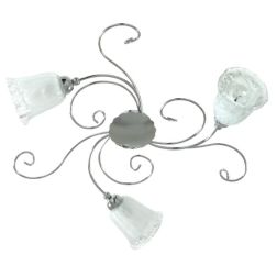 WILMA PLAFONIERA CLASSICA 3 LUCI IN METALLO CROMATO CON DIFFUSORI IN VETRO BIANCO E CRISTALLO Padana Lampadari - Cristalensi Sho 2