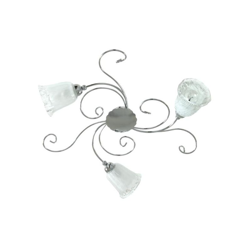 WILMA PLAFONIERA CLASSICA 3 LUCI IN METALLO CROMATO CON DIFFUSORI IN VETRO BIANCO E CRISTALLO Padana Lampadari - Cristalensi Sho