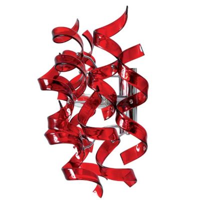 273-A2 TRUDY APPLIQUE 2 LUCI CON RICCIOLI IN VETRO COLORATO E STRUTTURA IN METALLO CROMO Padana Lampadari - Cristalensi Shop Onl