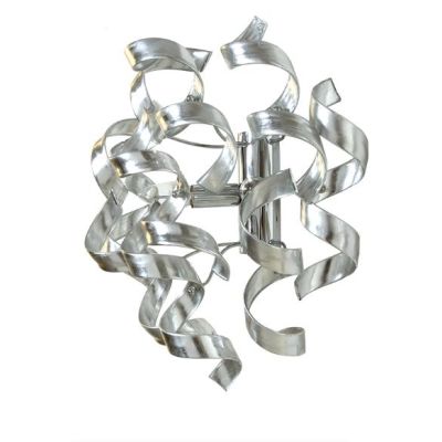 273-A2F TRUDY APPLIQUE 2 LUCI IN METALLO CROMATO CON RICCIOLI IN VETRO DECORO FOGLIA ORO O ARGENTO Padana Lampadari - Cristalens
