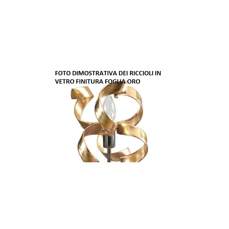 273-A2F TRUDY APPLIQUE 2 LUCI IN METALLO CROMATO CON RICCIOLI IN VETRO DECORO FOGLIA ORO O ARGENTO Padana Lampadari - Cristalens