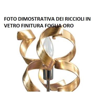 273-A2F TRUDY APPLIQUE 2 LUCI IN METALLO CROMATO CON RICCIOLI IN VETRO DECORO FOGLIA ORO O ARGENTO Padana Lampadari - Cristalens
