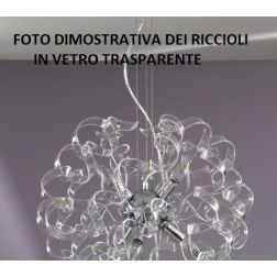 273-PLM TRUDY PLAFONIERA MEDIA CON RICCIOLI IN VETRO COLORATO E STRUTTURA IN METALLO CROMO Padana Lampadari - Cristalensi Shop O 2